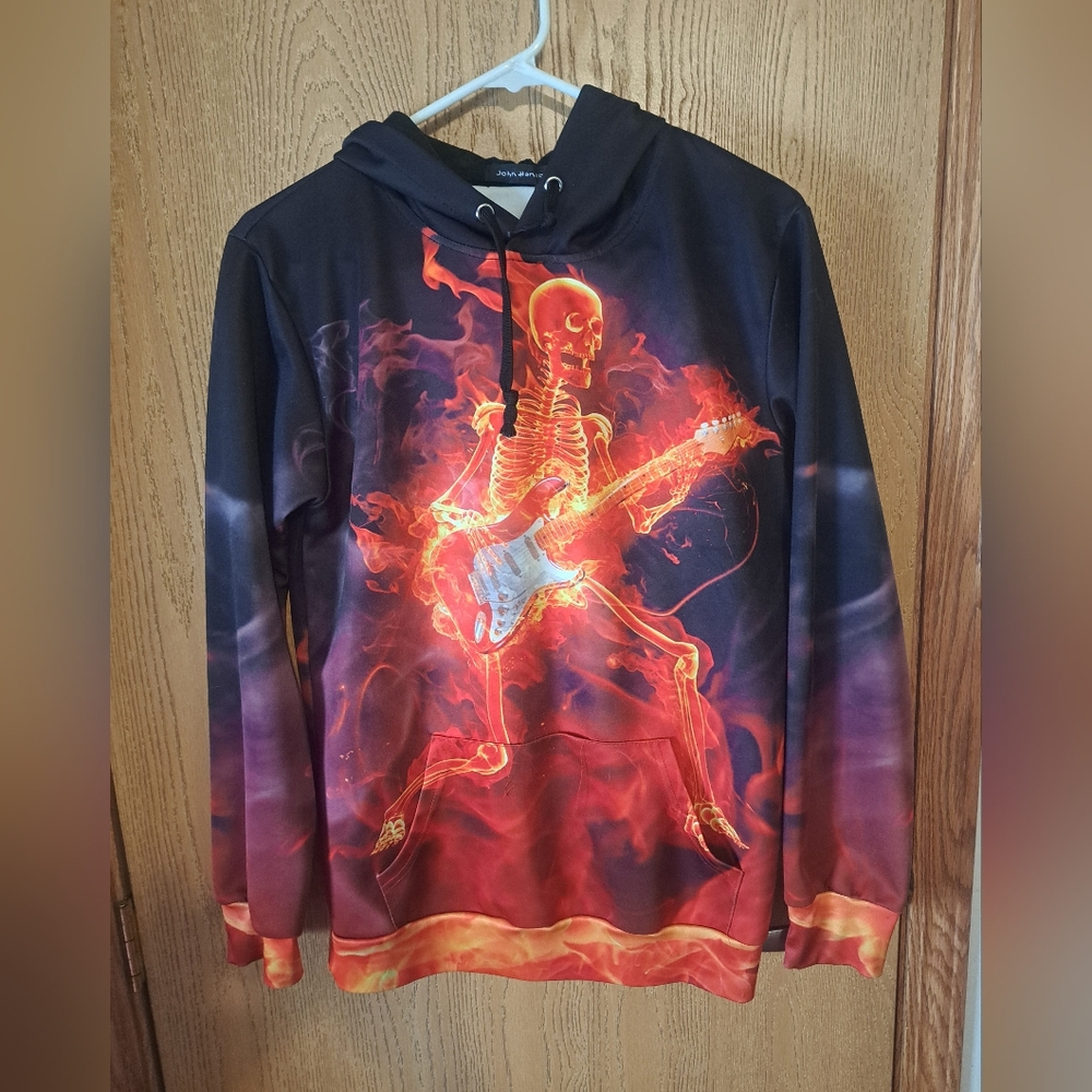 Men's Black and Red Graphic Hoodie